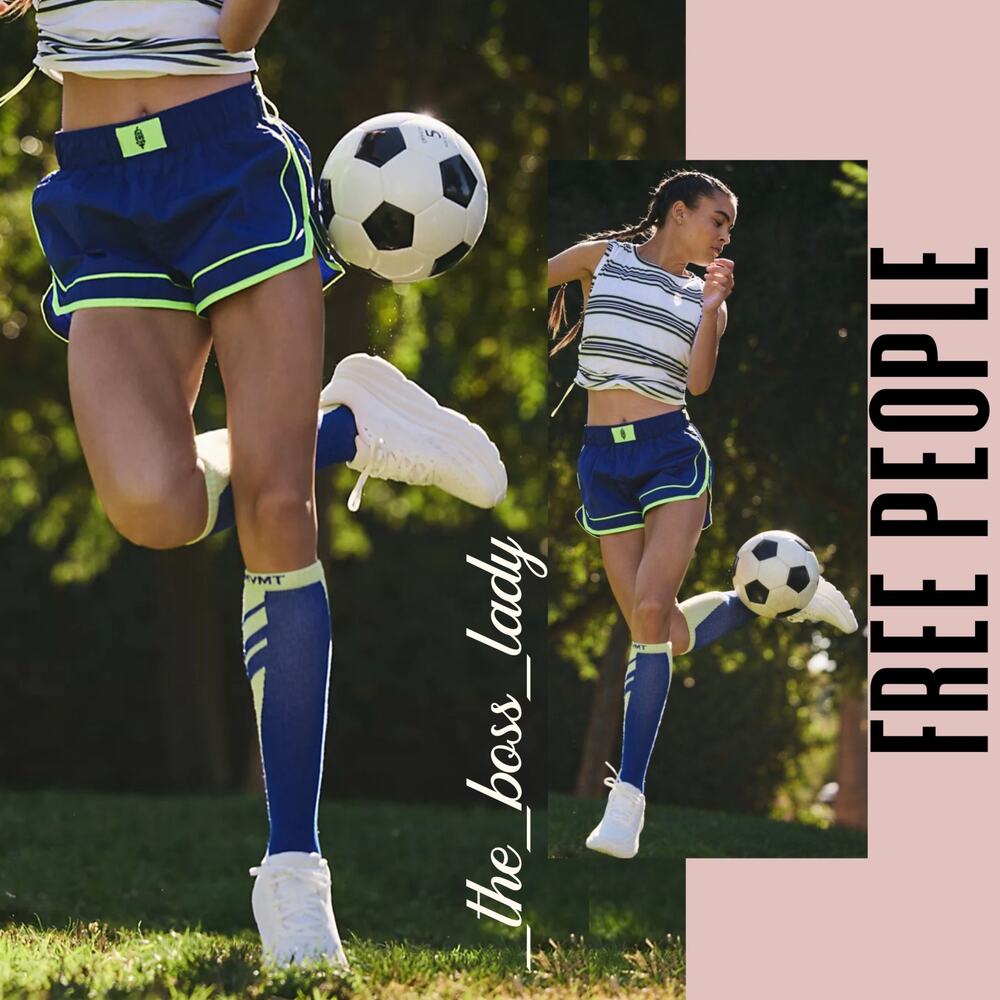 Free People knee high socks blue yellow compression socks
